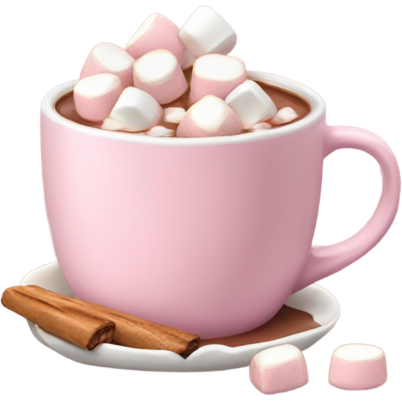 Light Pink mug of hot chocolate with marshmallows