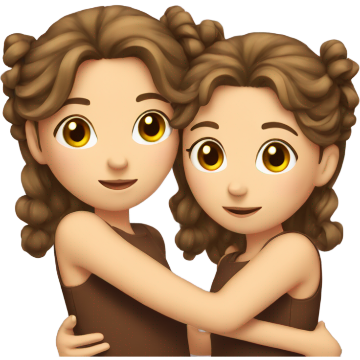 Two girls hugging with bows if their hair, brown hair