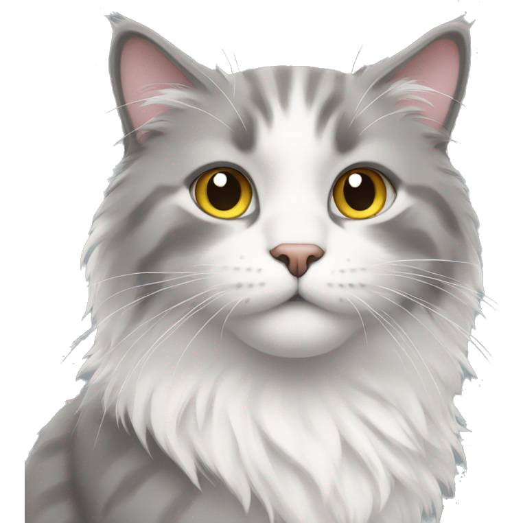 Grey and white fluffy cat
