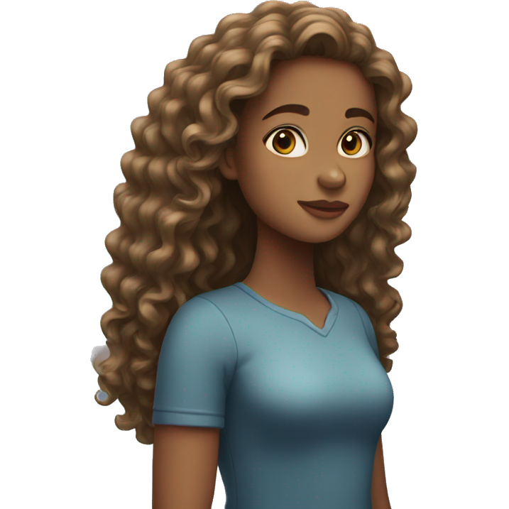 Girl with long curly hair