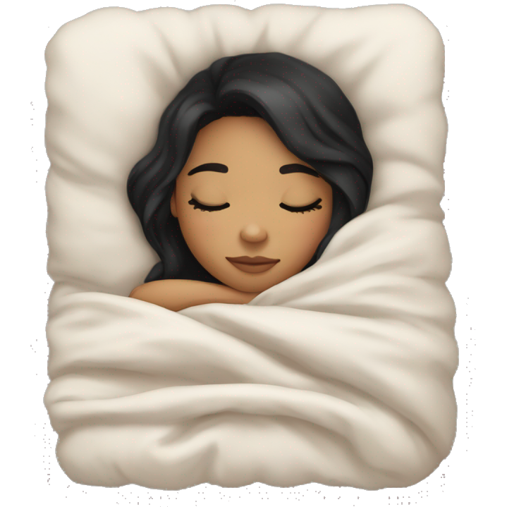 Girl with black hair and light skin sleeping with blanket on