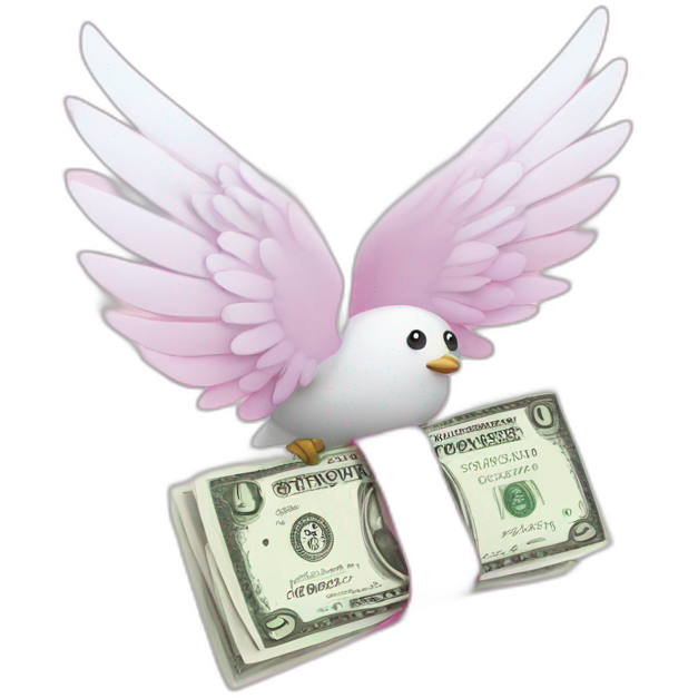 Pink money order with white wings