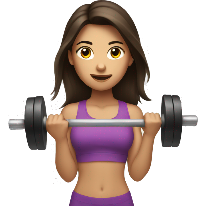 Brunette girl lifting weights