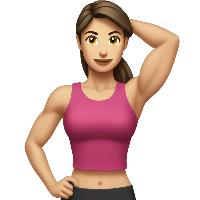 Woman arm muscles, fit Caucasian woman, brunette
