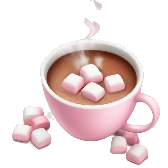 Light Pink mug of hot chocolate with marshmallows