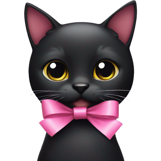 Black cat with pink ribbon