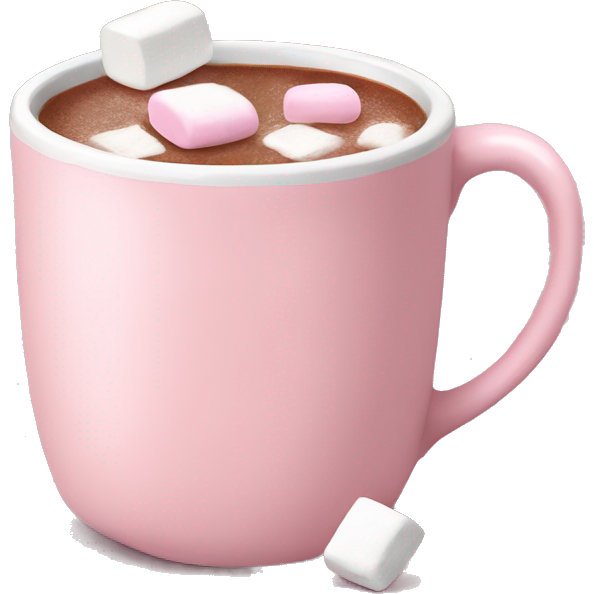 Light Pink mug of hot chocolate with marshmallows
