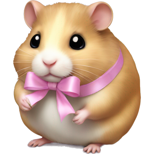 Full body hamster with light pink ribbon bow