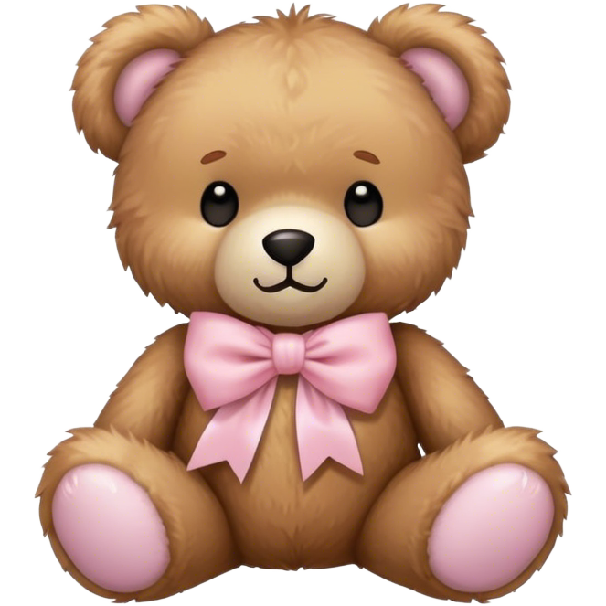 Fluffy teddy bear with light pink bow