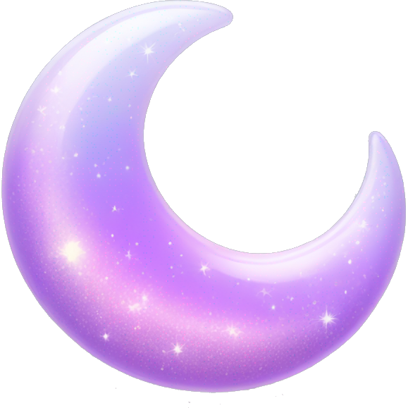 Sparkly glossy Pastel lilac gradient crescent