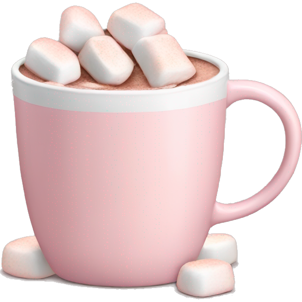 Light Pink mug of hot chocolate with marshmallows