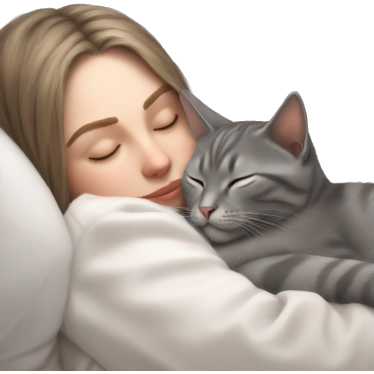 Grey kitty sleeping on brunette white girl's lap