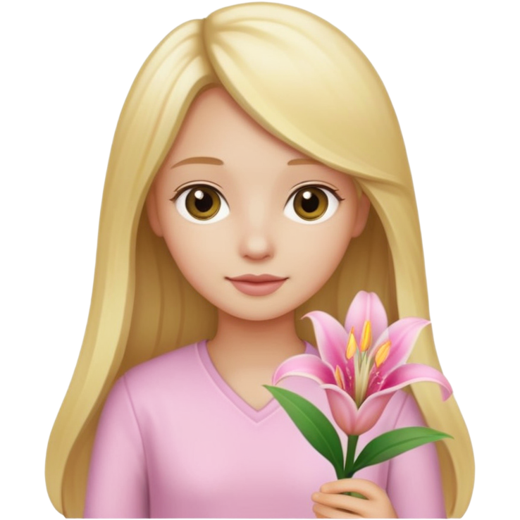 Light pink lilium with a girl with blond long hair