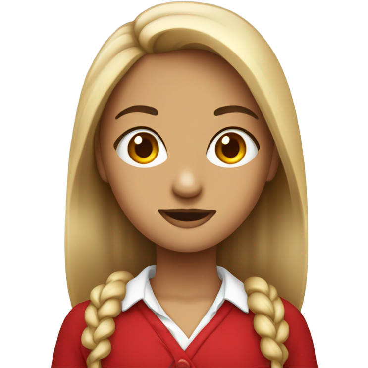 Loira de olhos castanhos e batom vermelho roupa de estudante