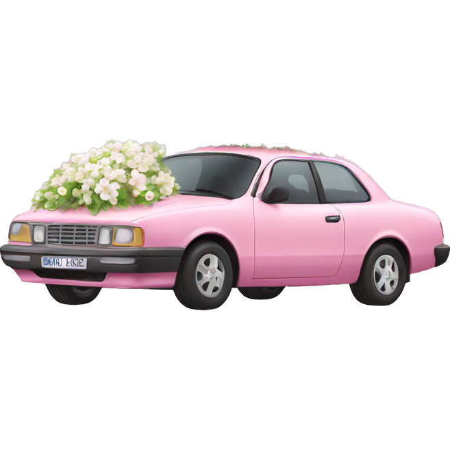 Pink car with white flowers