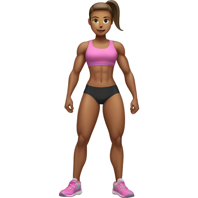 Muscular gym girl withe skin, ponytail