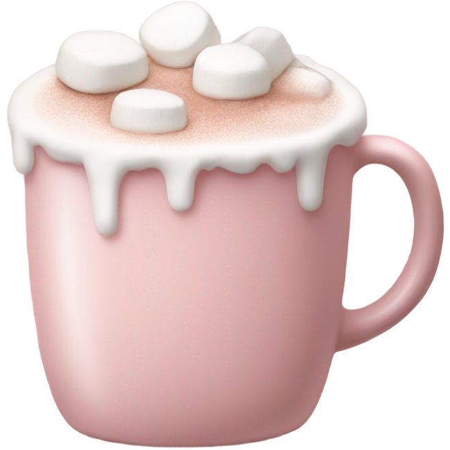 Light Pink mug of hot chocolate with marshmallows