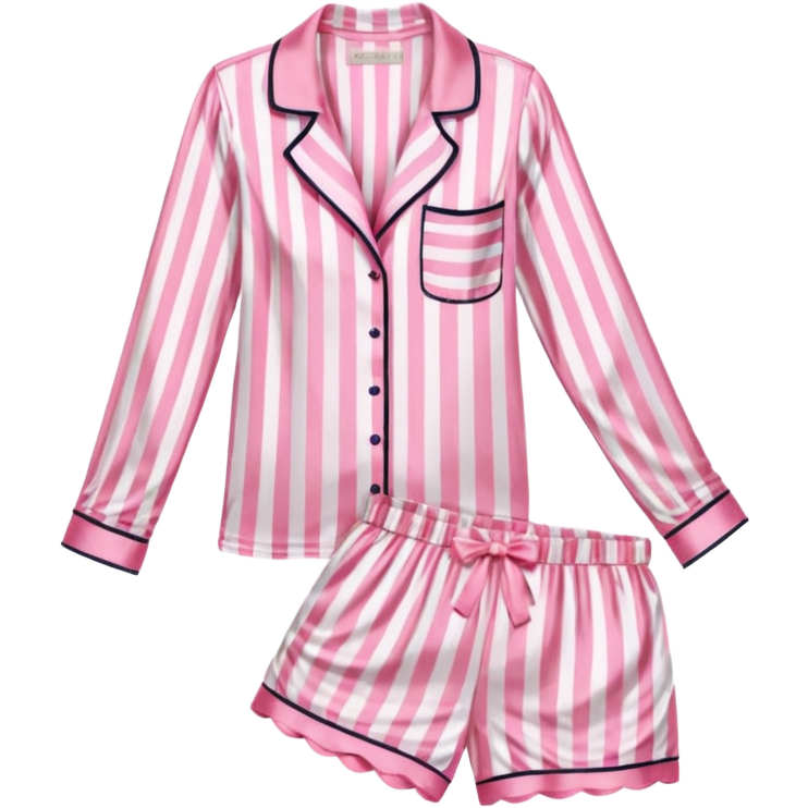 Striped pink and white silk Victoria’s Secret pajama set