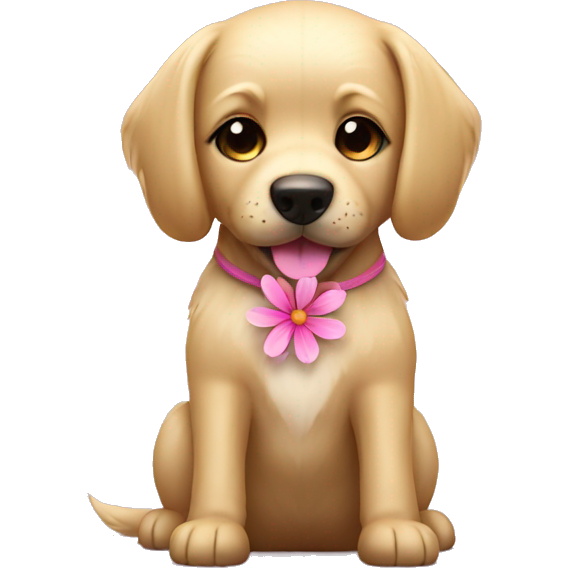 Blonde dog with pink flower