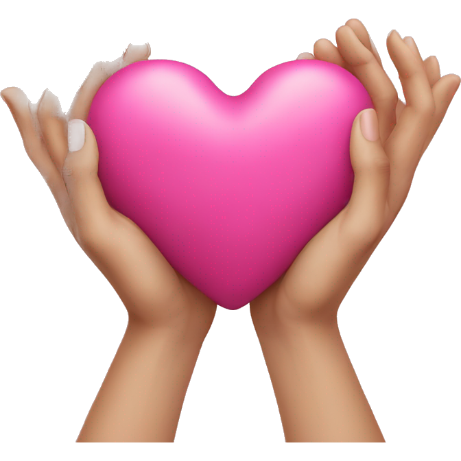 Heart in hands pink heart