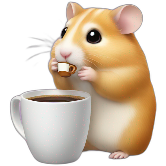 Hamster drinking coffee