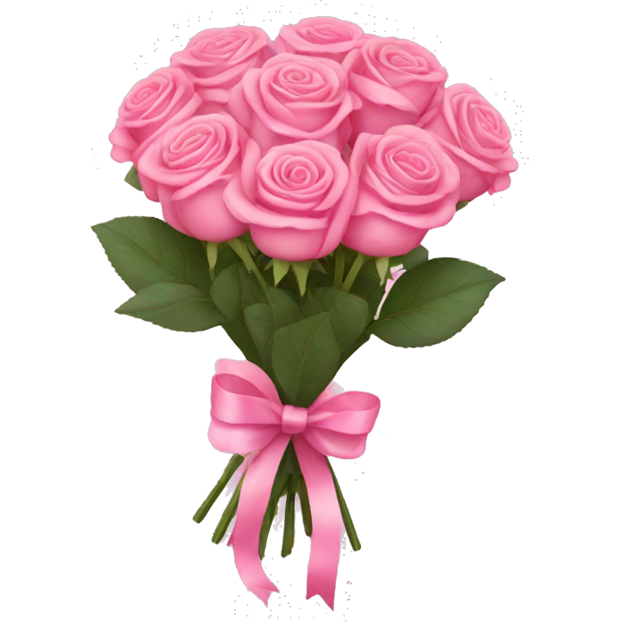Pink rose bouquet with pink ribbons