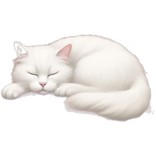White cat angora sleeping in the soft pink circle pillow