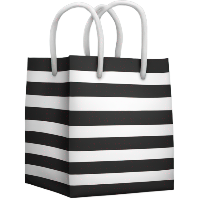 Shopping bag with black and white stripes
