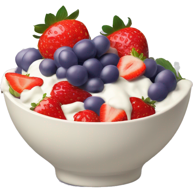 Fruit yogurt bowl with strawberries and grapes