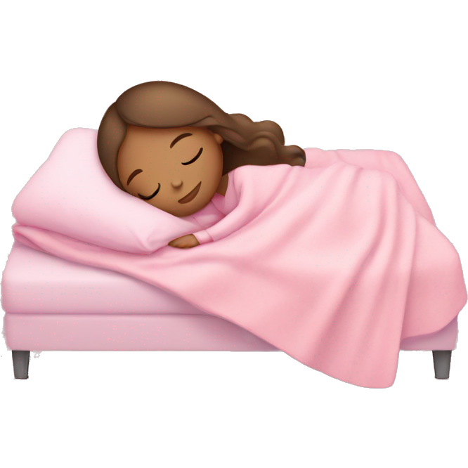 Light Brunette girl sleeping on side with pink blanket