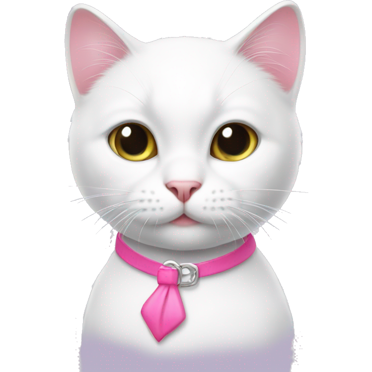 White cat with pink accesorie