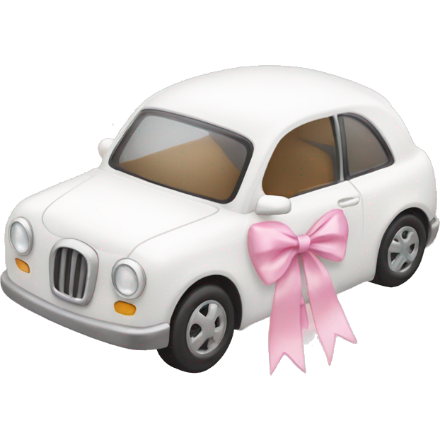 White little car with light pink bows