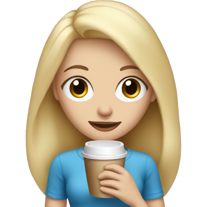 Blonde girl with blue eyes holding a coffee