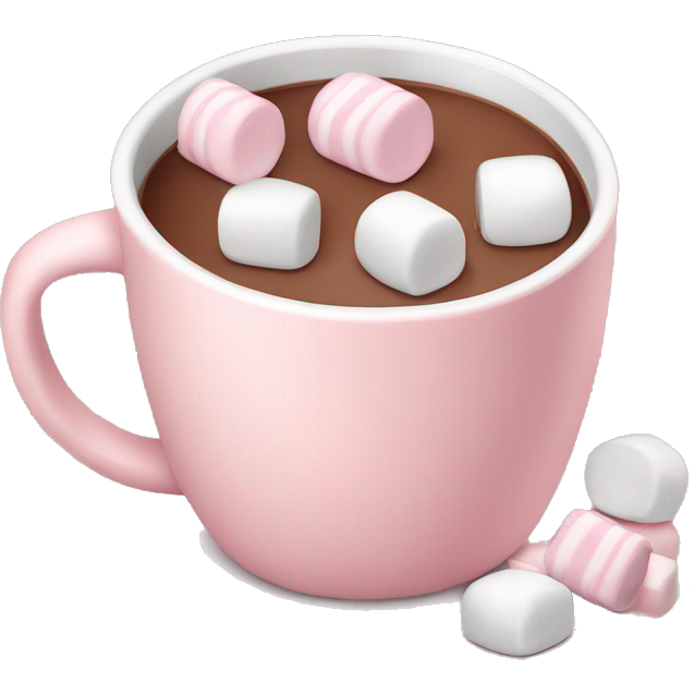 Light Pink mug of hot chocolate with marshmallows