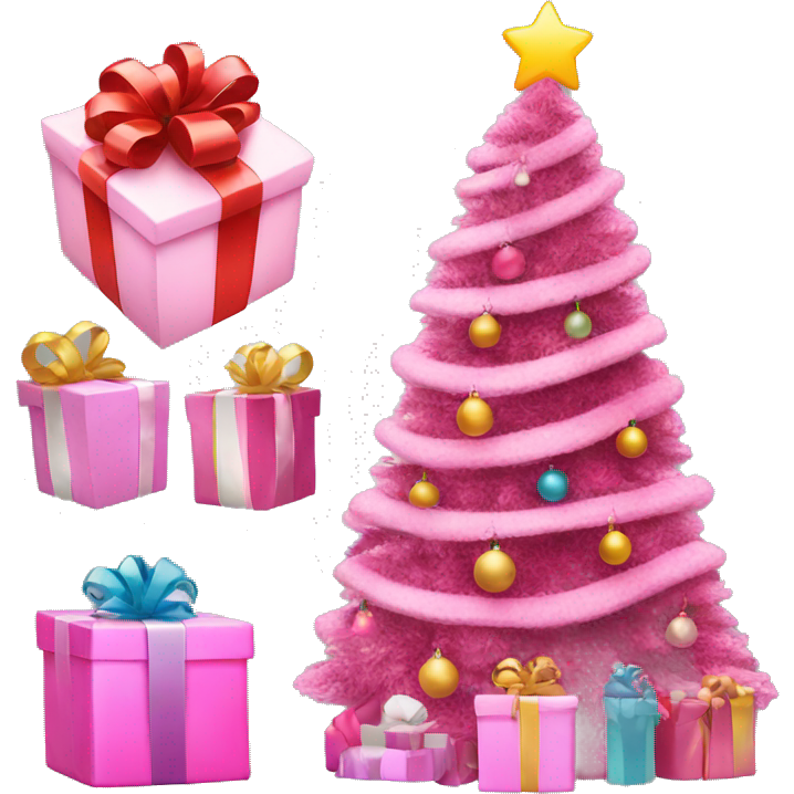 Pink christmas tree with presents