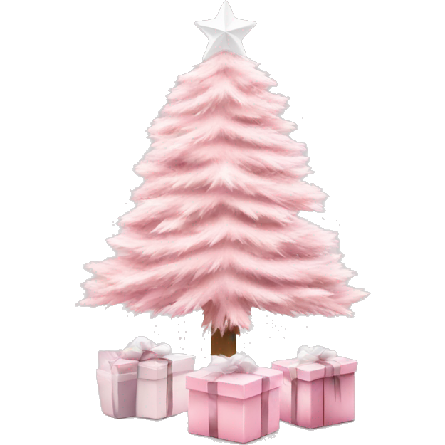 Light pink Christmas gifts under a white Christmas tree