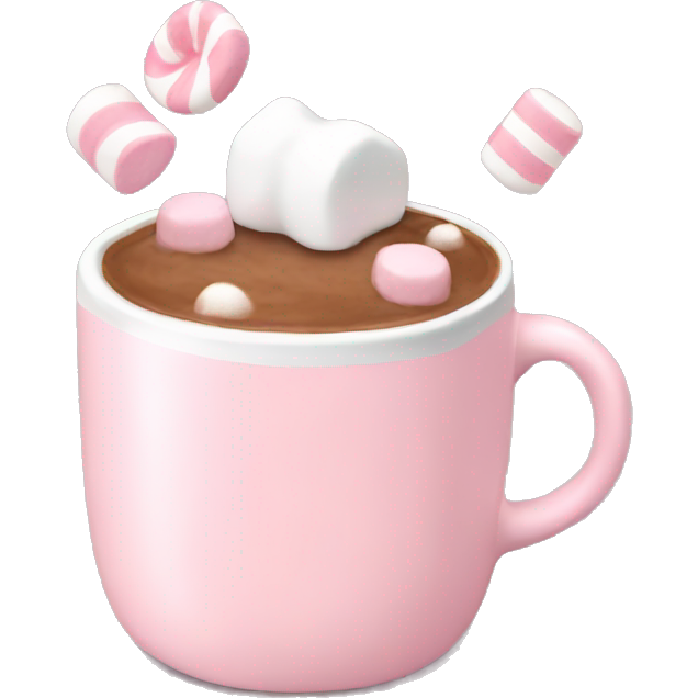 Light Pink mug of hot chocolate with marshmallows
