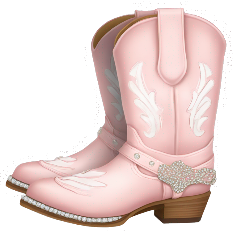 Light pink and white lined cowgirl boots with rhinestones