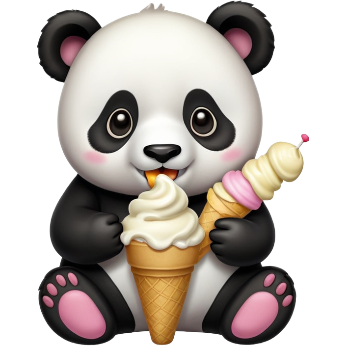 Panda eating ice cream