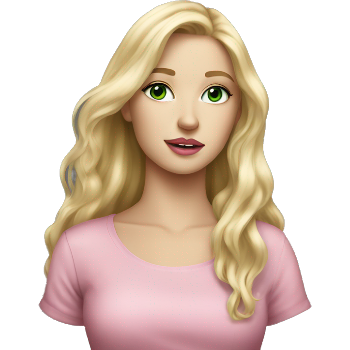 Portrait of a Beautiful blond girl with long hair with green eyes and pink lips