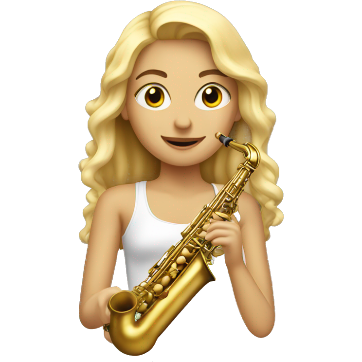 A blonde girl with a saxophone