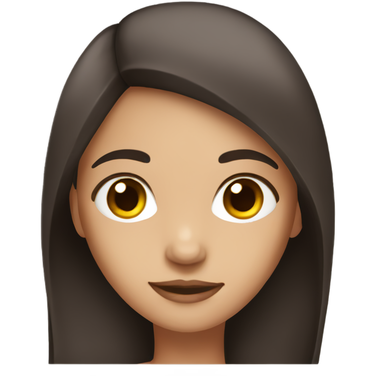 A girl with straight dark brown hair and brown eyes