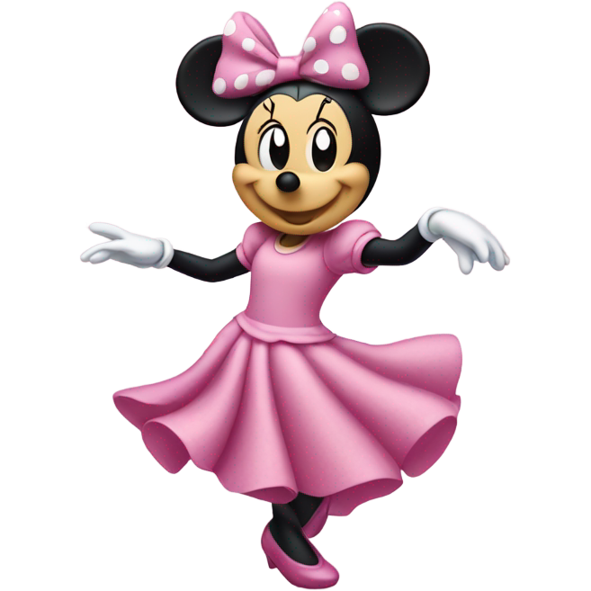 Dancing Minnie Mouse wearing pink with white skin