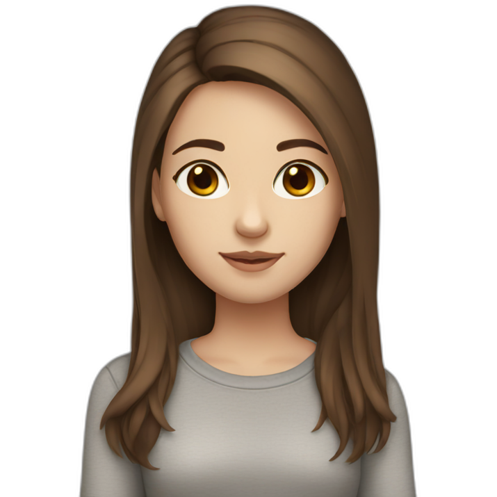 Girl white skin brown hair brown eyes