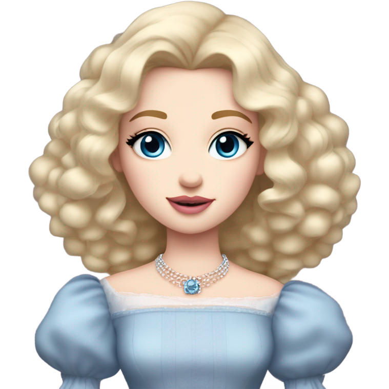 Girl with blonde hair pale skin blue eyes. Pink lips blush Smokey eye (but not too much). Make her face. I want her hair fresh out of rollers. princess dress, puffed sleeves and the choker necklace (think Versailles but not too much).