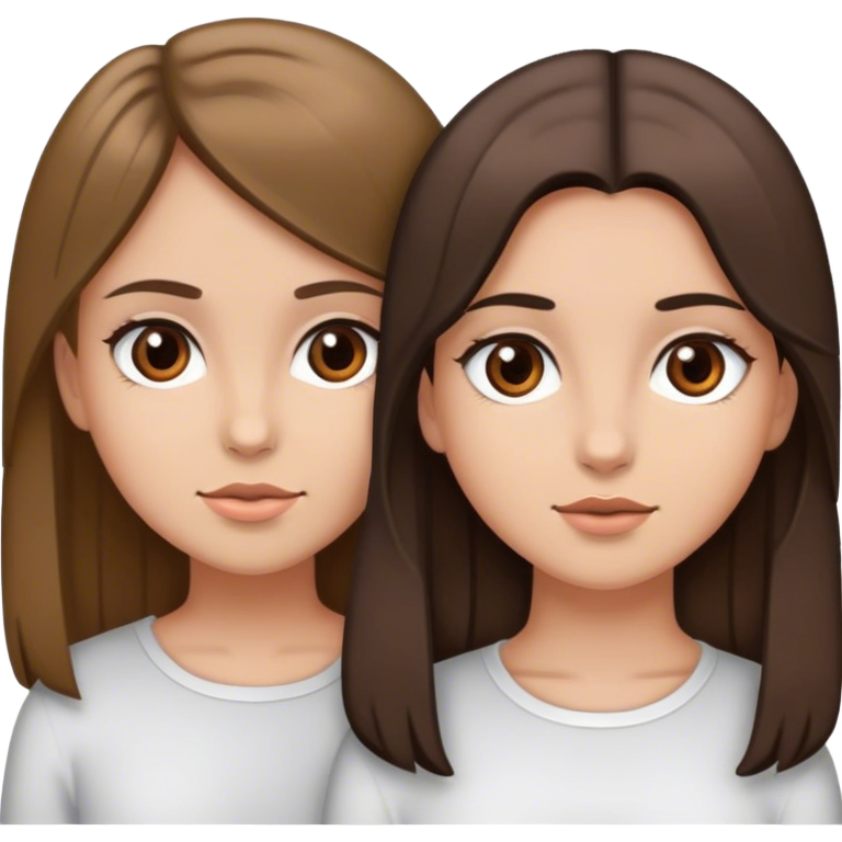 Girl with dark blonde hair and brown eyes and a girl with dark brown hair and brown eyes