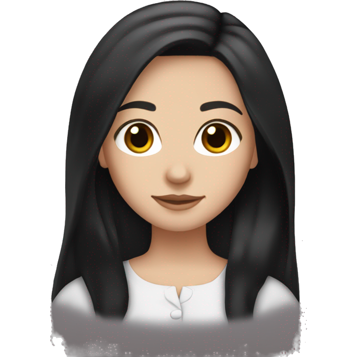 White girl straight black hair, with brown eyes and long dark hair