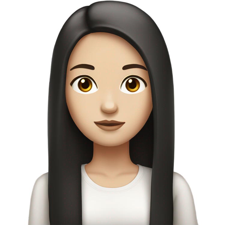 White girl with black long straight hair brown eyes