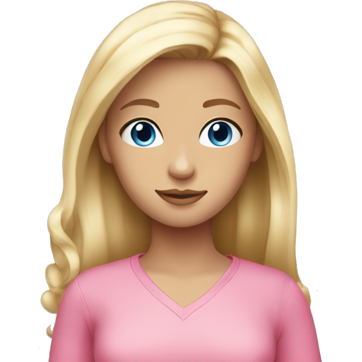 Blond girl blue eyes pink clothes