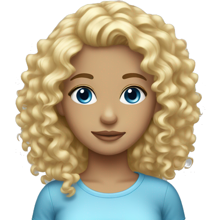 Blonde girl curly hair blue eyes